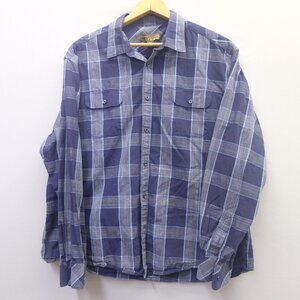 Pronto Uomo Blue 2XL Mens Striped Long Sleeve Windowpane Collared Shirt Blue